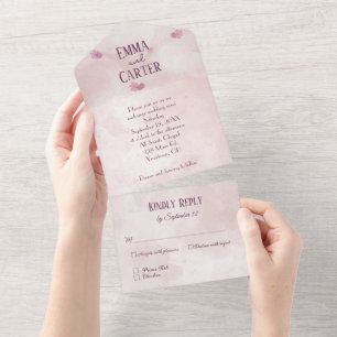 Pink Watercolor Abstract All In One Invitation