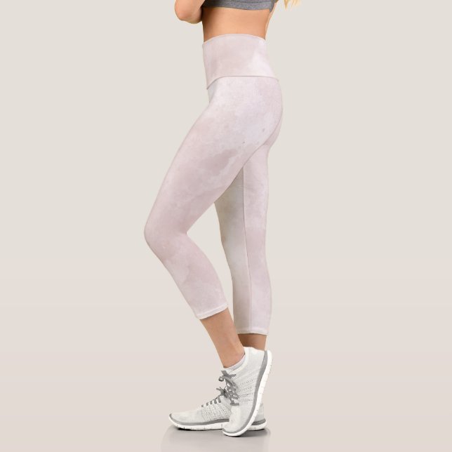 Pink Watercolor Abstract Capri Leggings (Left)
