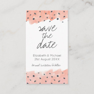 Pink Watercolor Abstract Dots Save the Date Enclosure Card