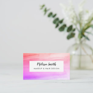 Pink Watercolor Abstract Makeup Artist Business Card