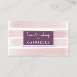 Pink Watercolor Abstract Stripe Makeup Artist Business Card