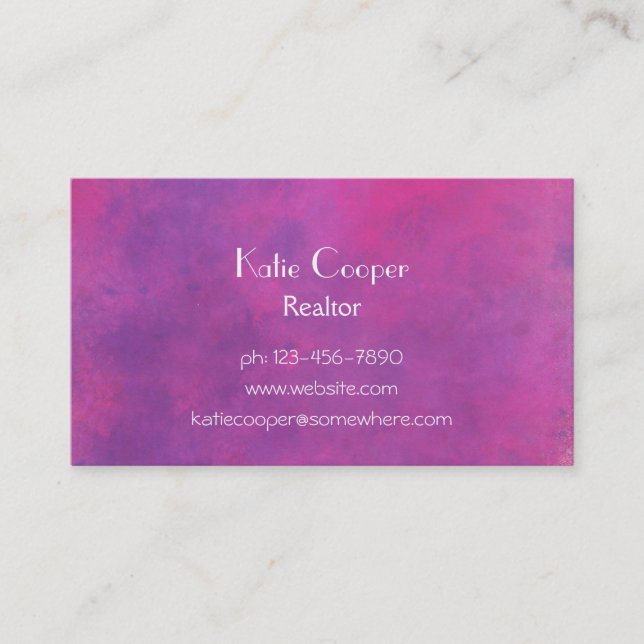 Pink Watercolor Abstract Texture Business Card (Front)
