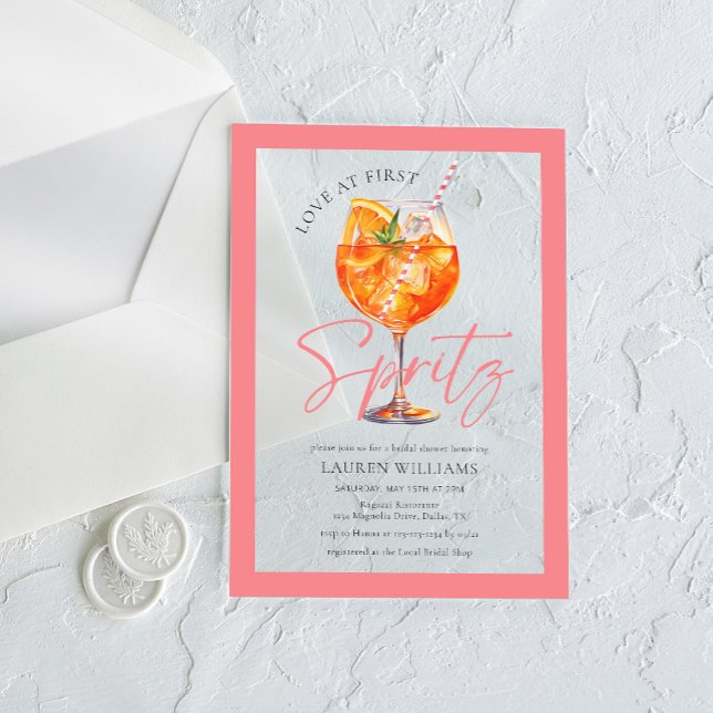 Pink Watercolor Aperol Spritz Bridal Shower Acrylic Invitations (Creator Uploaded)