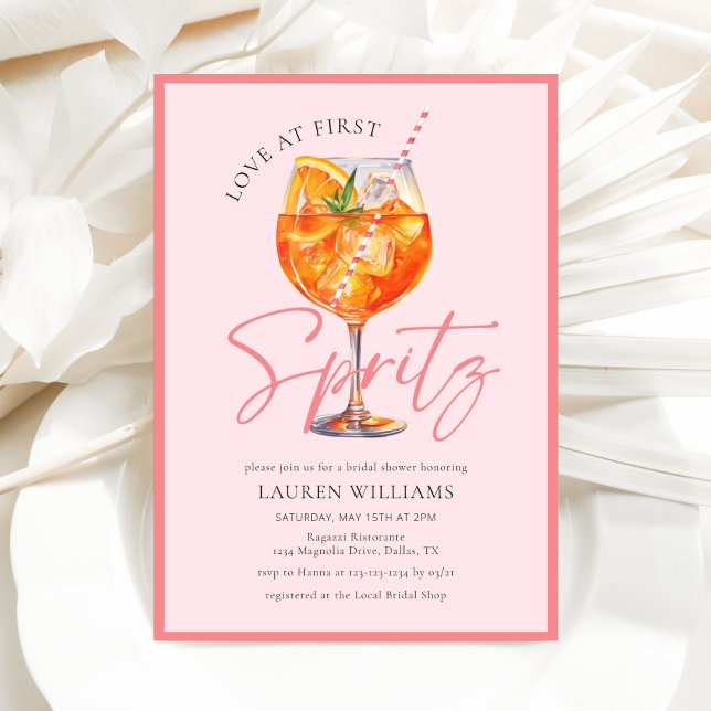 Pink Watercolor Aperol Spritz Bridal Shower Invitation (Creator Uploaded)