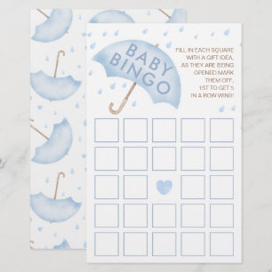Pink Watercolor Baby Bingo Game Card