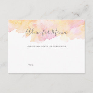 Pink watercolor Baby Shower Advice for Mama Cards
