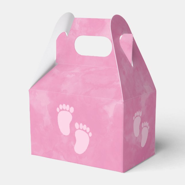 Pink Watercolor Baby Shower Custom Favour Box (Front Side)