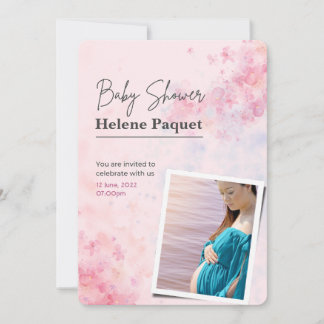 Pink Watercolor Baby Shower Invitation