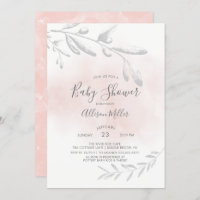 Pink Watercolor Baby Shower Invitation