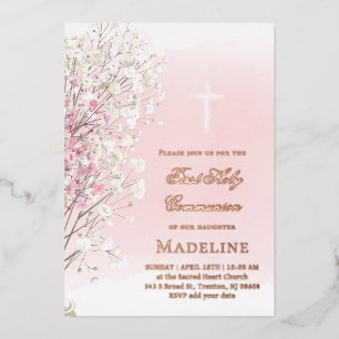 pink watercolor baby's breath    First Communion
