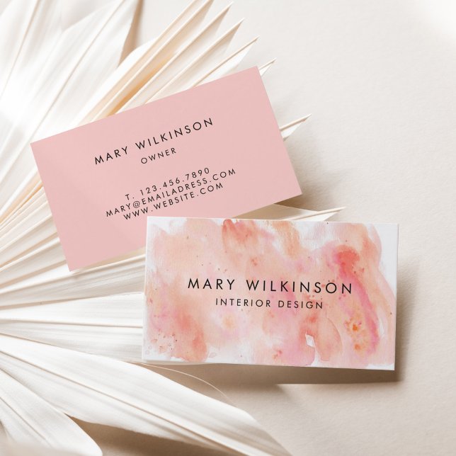 Pink Watercolor Background Business Card (Pink Watercolor Background Business Card)