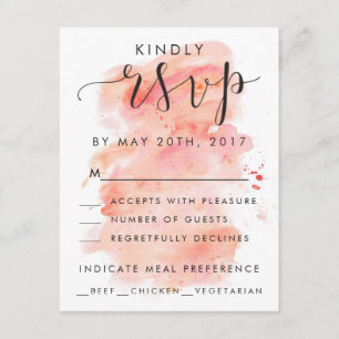 Pink Watercolor Background RSVP Invitation Card
