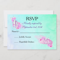 Pink Watercolor Ballet Shoes and Tutu RSVP