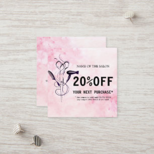 Pink Watercolor Beauty Salon Discount Card