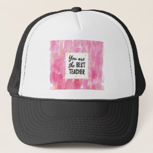 Pink Watercolor Best Teacher Trucker Hat