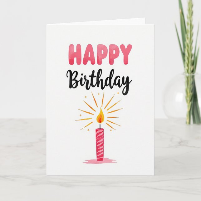 Pink Watercolor Birthday Card (Front)