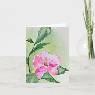 Pink watercolor bloom customisable card