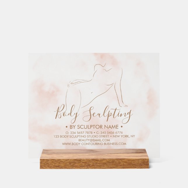 Pink Watercolor Body sculpting contouring spa Acrylic Sign (Front)