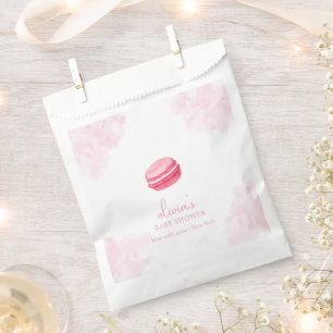 Pink Watercolor Bonjour Bébé Macaron Baby Shower Favour Bags