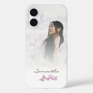 Pink Watercolor Botancial Photo Keepsake iPhone 16 Case