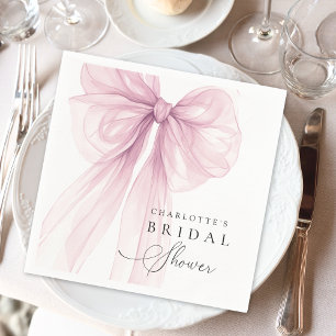 Pink Watercolor Bow Bridal Shower  Napkin
