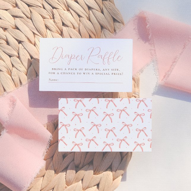 Pink Watercolor Bow Calligraphy Girl Baby Shower Enclosure Card (Creator Uploaded)