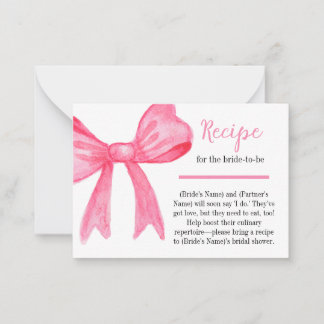 Pink Watercolor Bow Coquette Card