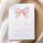 Pink Watercolor Bow Girl Baby Shower Invitation<br><div class="desc">Invite friends and family to celebrate a little one on the way with this simple and elegant baby shower invitation.</div>