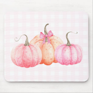 Pink Watercolor Bow Pumpkins For Fall Mouse Pad