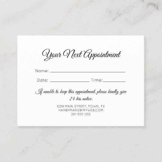 Pink Watercolor Brush Strokes Appointment Card (Front)