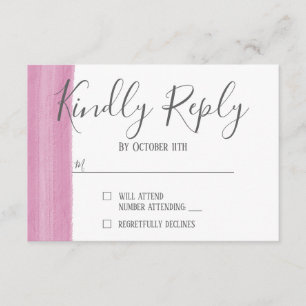 Pink Watercolor Brushstroke RSVP Card