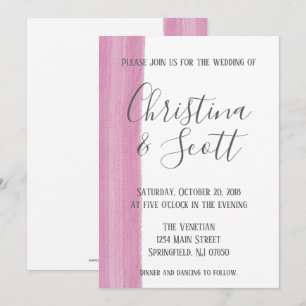 Pink Watercolor Brushstroke Wedding Invitation