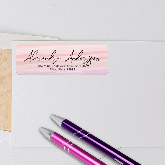 Pink Watercolor Brushstrokes Chic Script Label (Creator Uploaded)