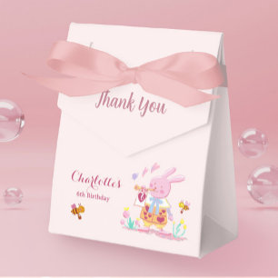 Pink Watercolor Bunny Rabbit Garden Girl Birthday Favour Box