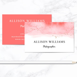 Pink Watercolor Business Card