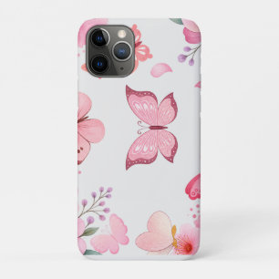 Pink Watercolor Butterfly Floral Garden Case-Mate iPhone Case