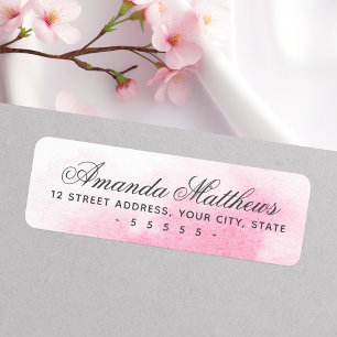 Pink watercolor calligraphy script address