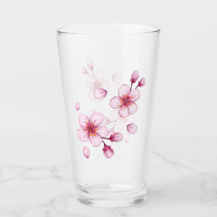Pink Watercolor Cherry Blossom Pattern Glass