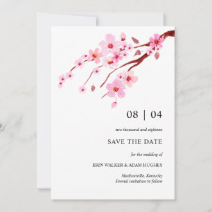 Pink Watercolor Cherry Blossom Save The Date