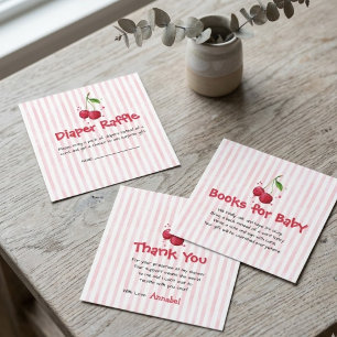 Pink Watercolor Cherry Thank You Enclosure Card