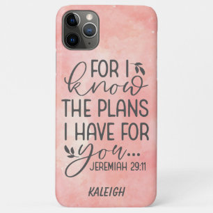 Pink Watercolor Christian Bible Verse I Know Plans Case-Mate iPhone Case