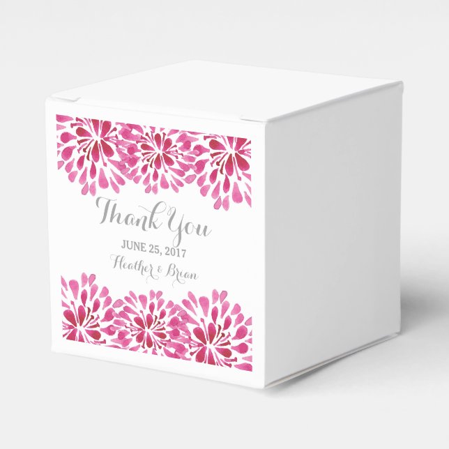Pink Watercolor Chrysanthemum Favour Boxes (Front Side)