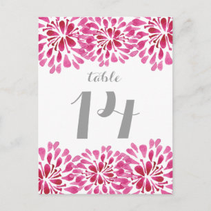 Pink Watercolor Chrysanthemum Table Postcard
