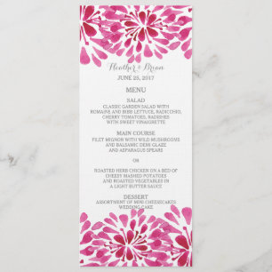 Pink Watercolor Chrysanthemum Wedding Menu