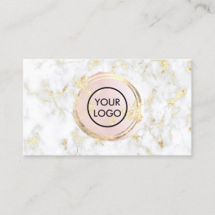 pink watercolor circle on marble Business Card