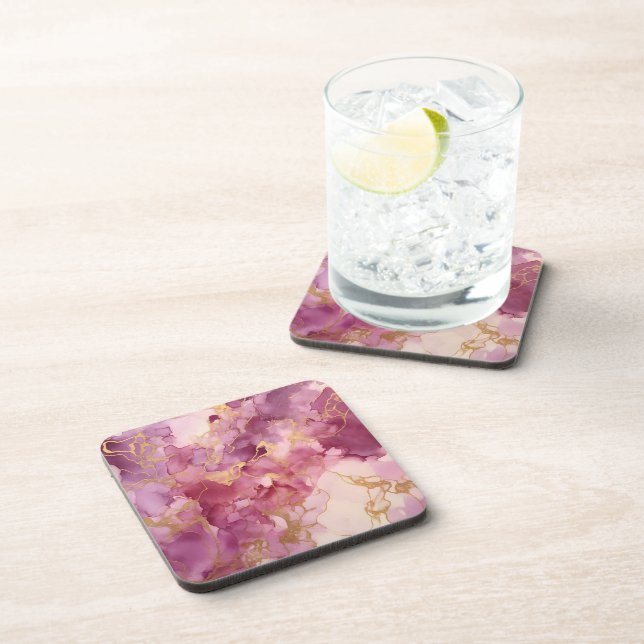 Pink watercolor coaster (Right Side)