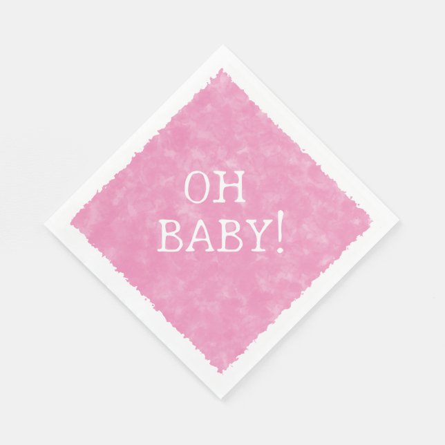 Pink Watercolor Custom Text Baby Shower Oh Baby Napkin (Corner)