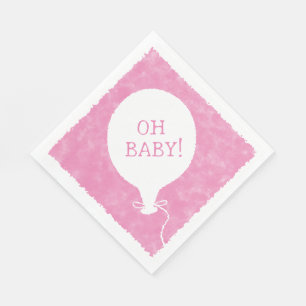 Pink Watercolor Custom Text Baby Shower Oh Baby Napkin