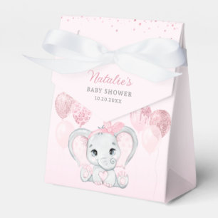 Pink Watercolor Cute Elephant Girl Baby Shower Favour Box