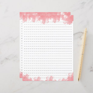 Pink Watercolor dashed line stationery paper